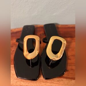 Black and Gold Women's Sandals